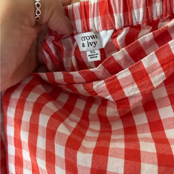 Crown & Ivy Red Checkered Blouse with Black Embroidery - Picture 5 of 7